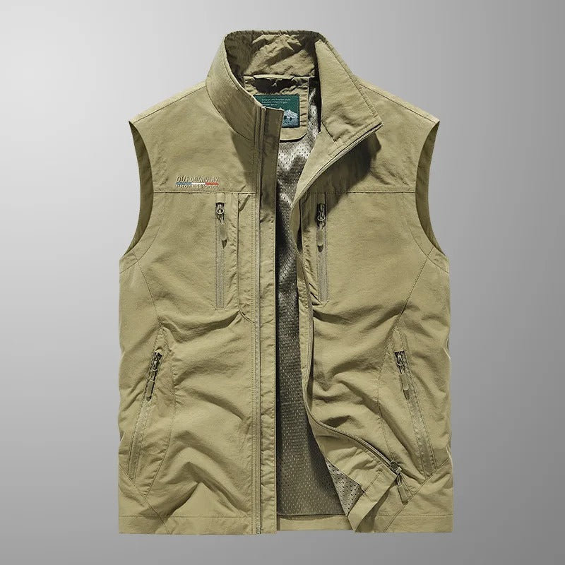 Heren bodywarmer met ritssluiting - Mouwloos jack met opstaande kraag
