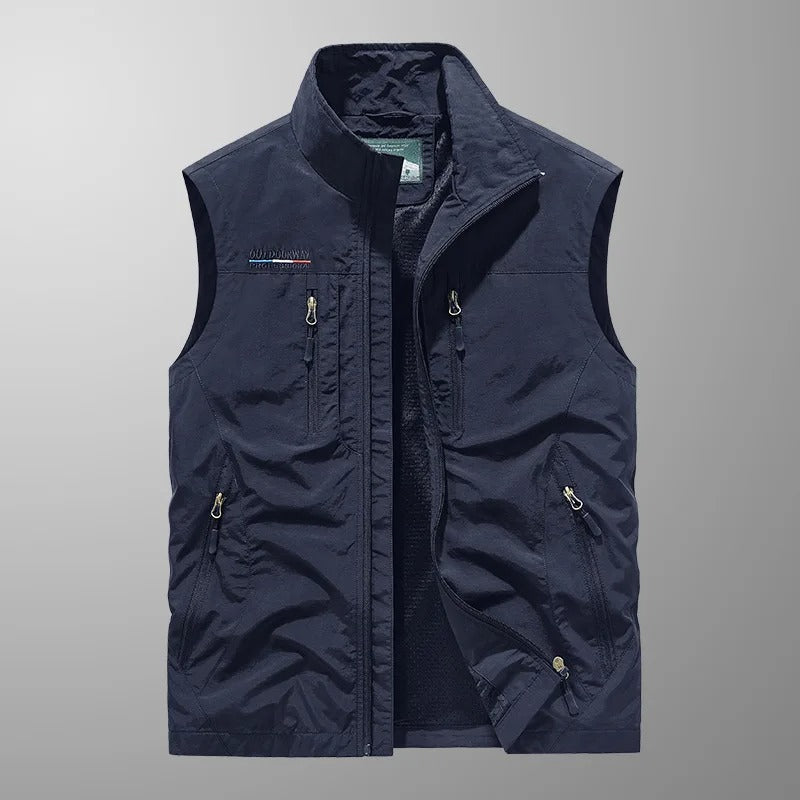 Heren bodywarmer met ritssluiting - Mouwloos jack met opstaande kraag