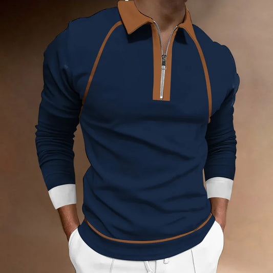 Heren poloshirt met ritssluiting