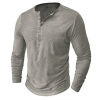 Heren T-shirt met lange mouwen en knopen