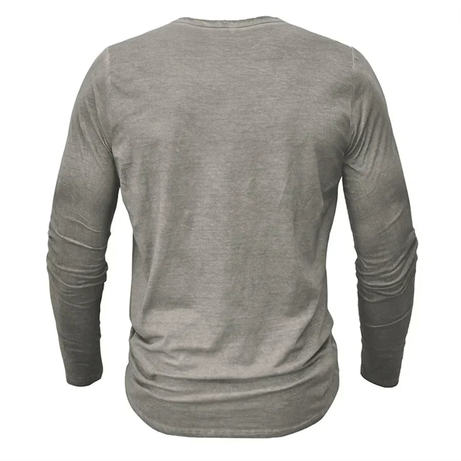 Heren T-shirt met lange mouwen en knopen