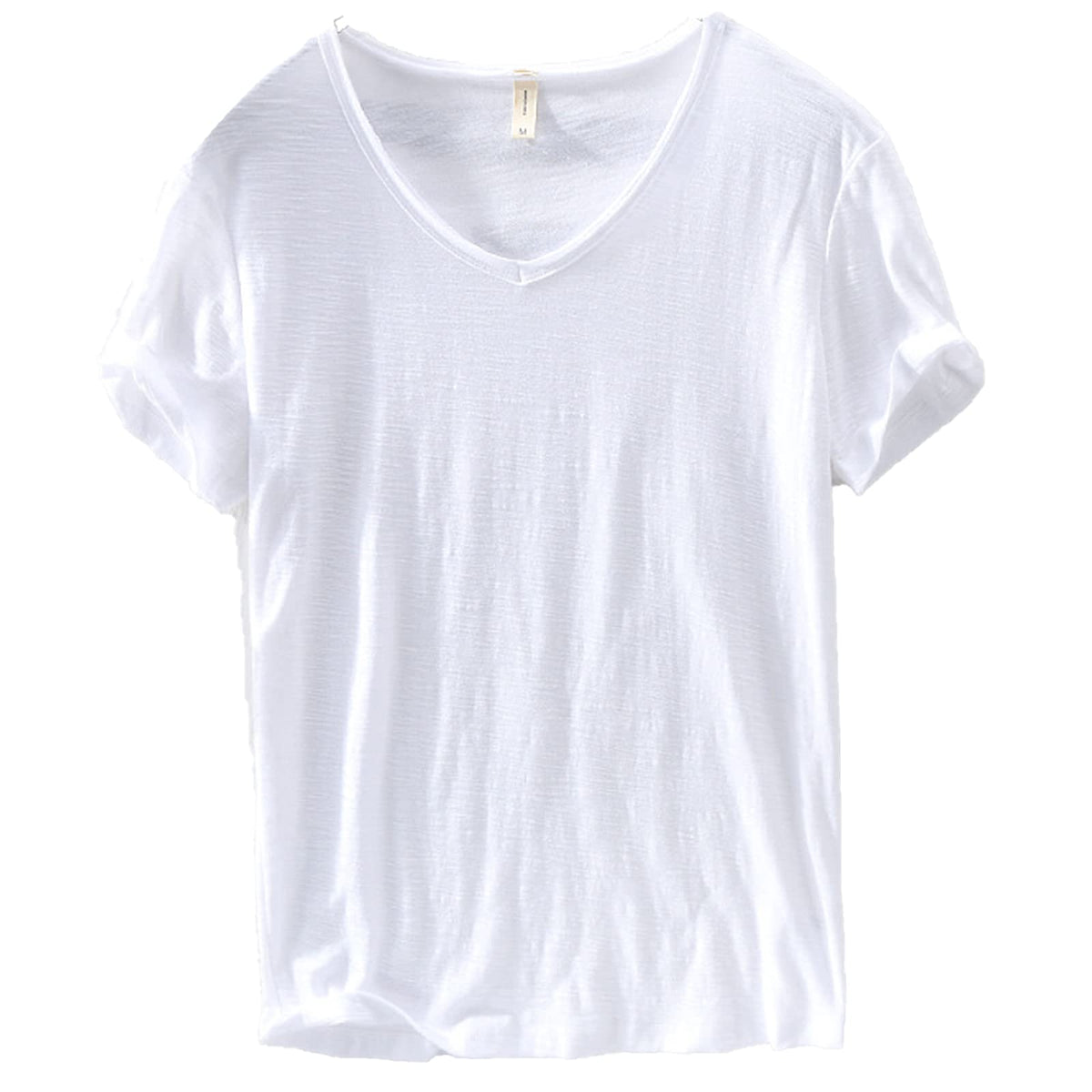 Heren T-shirt van linnen en katoen met V-hals
