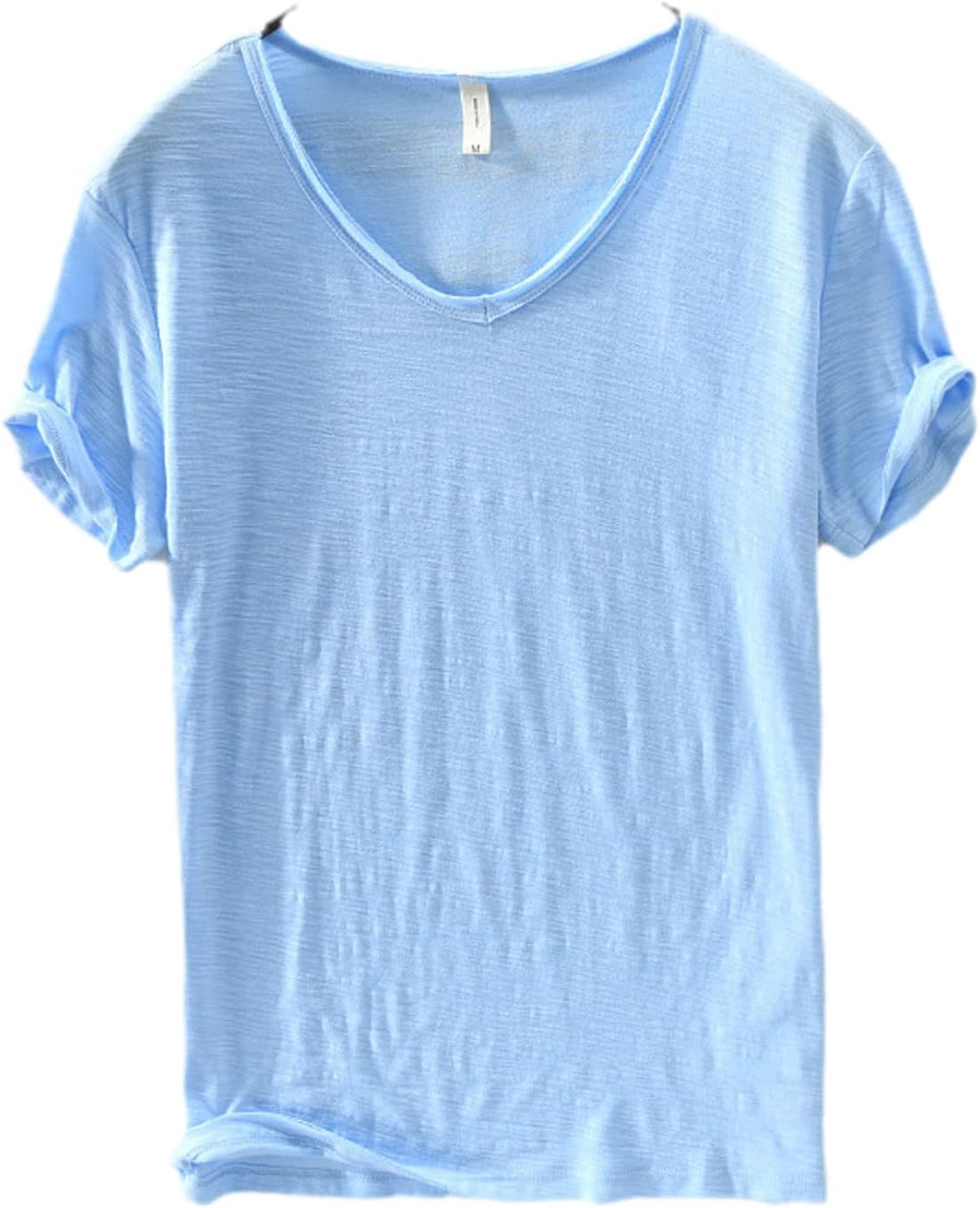 Heren T-shirt van linnen en katoen met V-hals