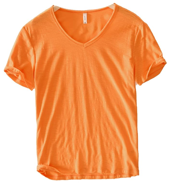 Heren T-shirt van linnen en katoen met V-hals