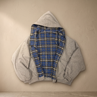 Heren Vest met Capuchon, Ritssluiting en Ruitjes Patchwork | Casual Polyester Sweatshirt