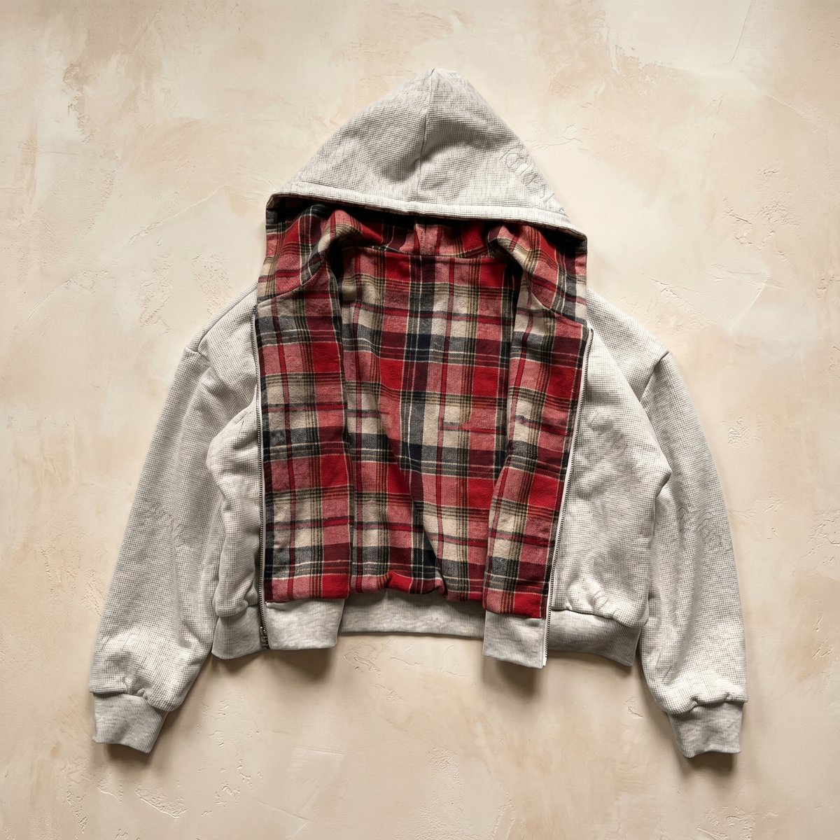 Heren Vest met Capuchon, Ritssluiting en Ruitjes Patchwork | Casual Polyester Sweatshirt