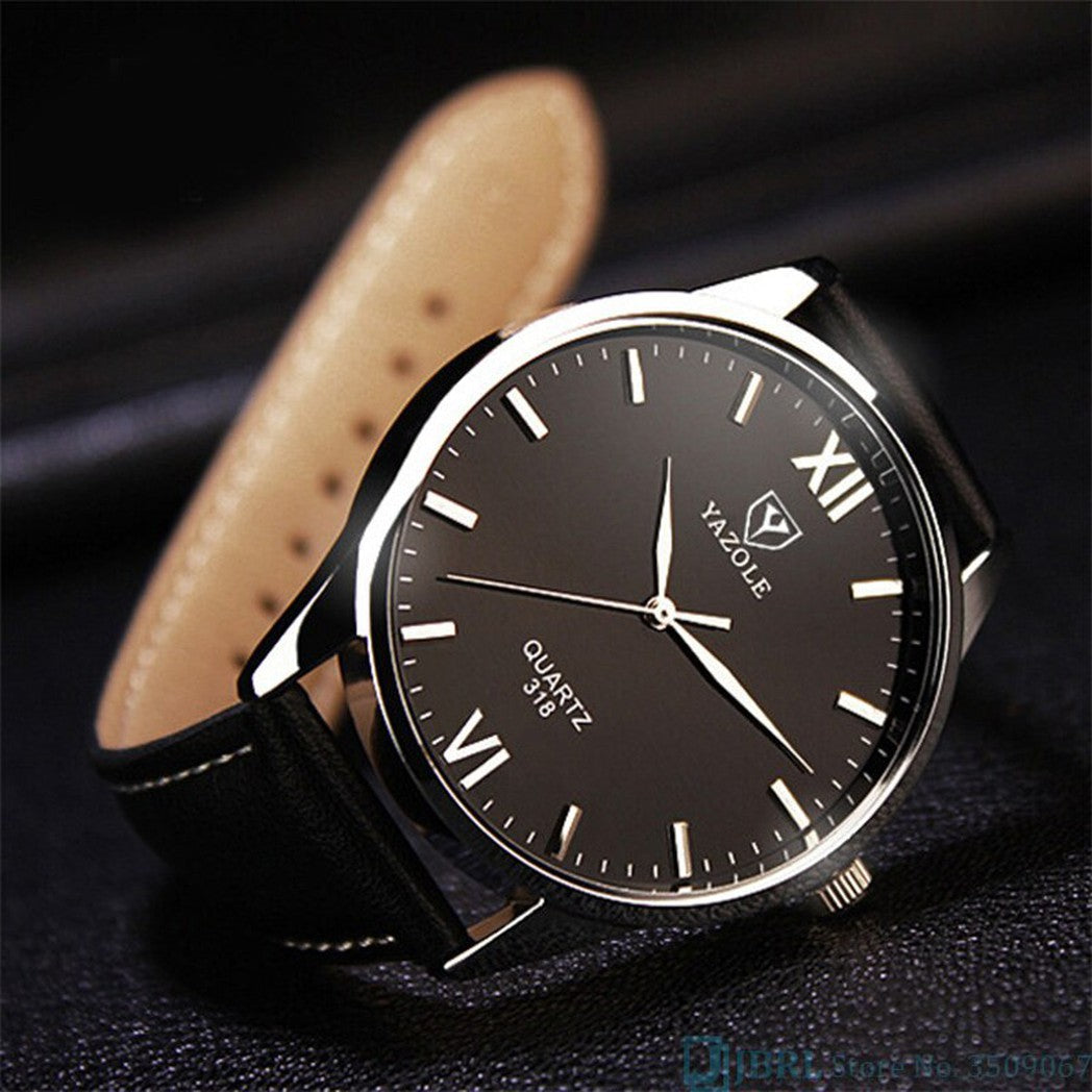 Herenhorloge met leren band