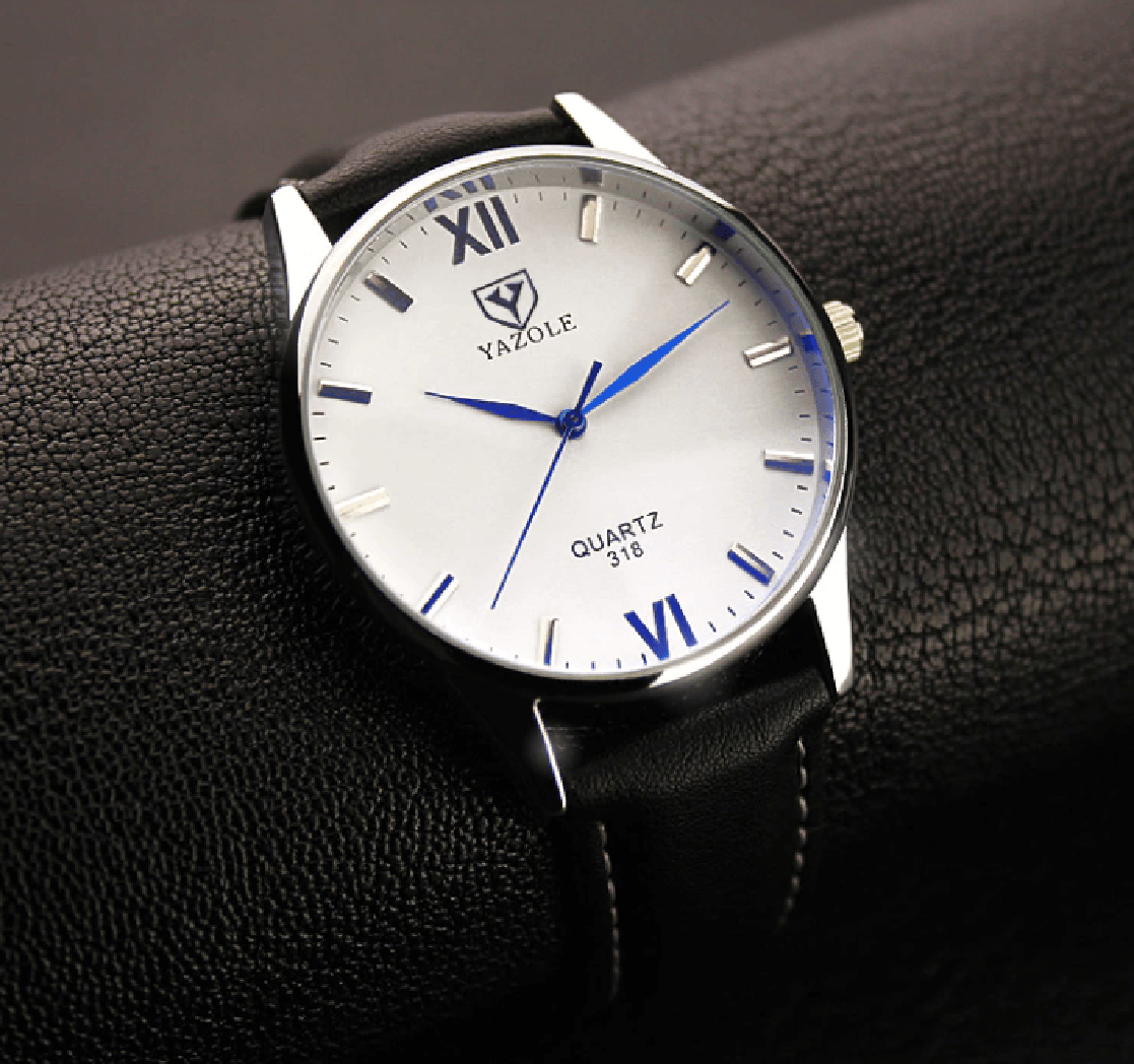 Herenhorloge met leren band