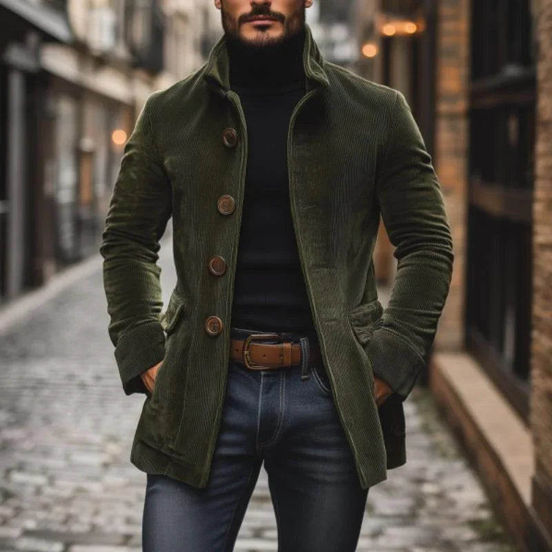 Herenjack in tailored fit met hoge kraag en ribstructuur