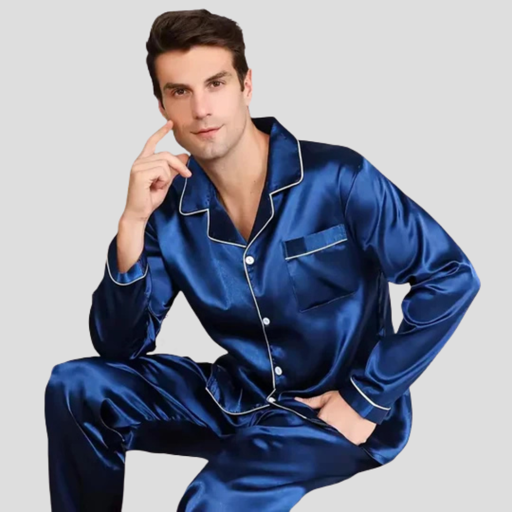 Herenpyjamaset van glad satijn