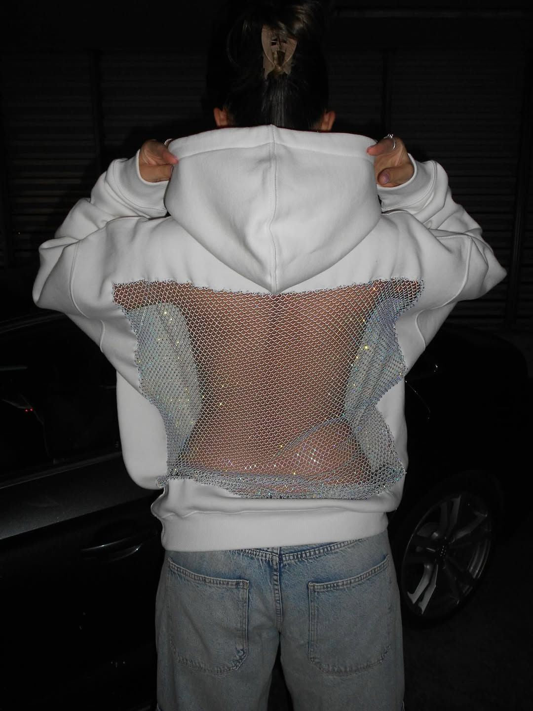 Hoodie met strass-details