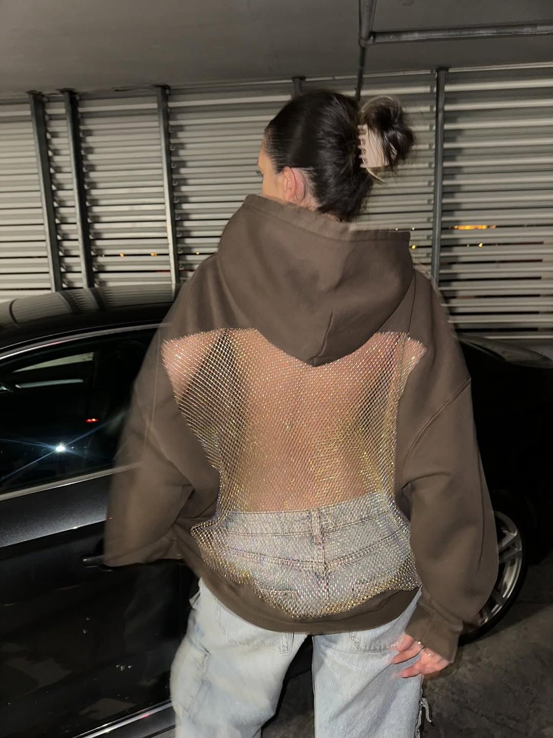 Hoodie met strass-details