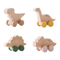 Houten Dinosaurus Rollende Auto Speelgoedset voor Kinderen