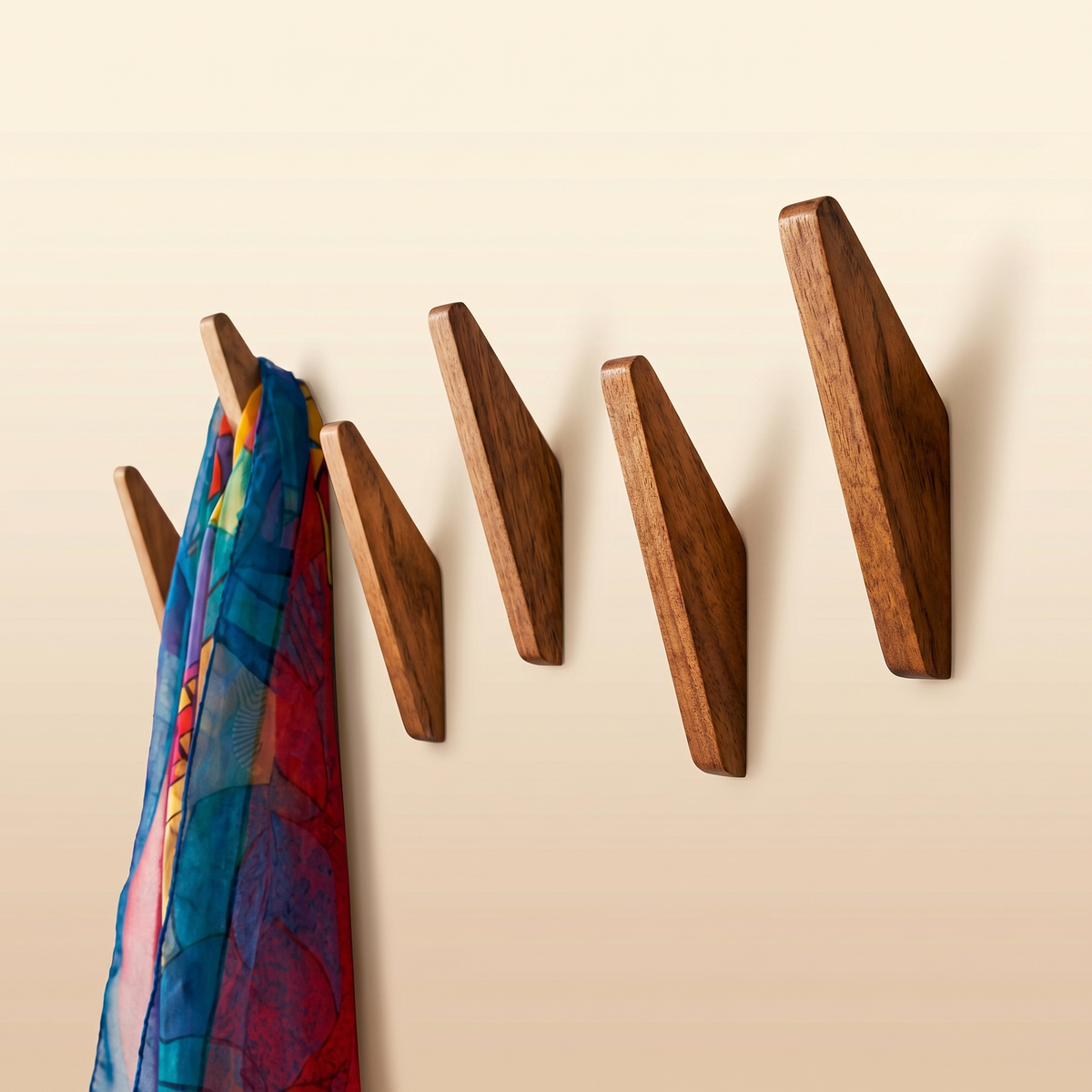 Houten wandhaakjes | Set van 6 | Scandinavische stijl