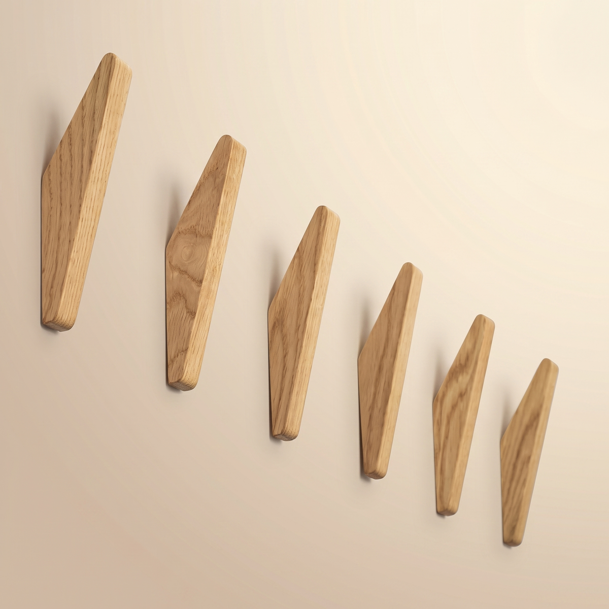 Houten wandhaakjes | Set van 6 | Scandinavische stijl