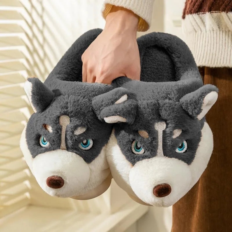 Husky pluche pantoffels – Voor warmte en plezier in huis