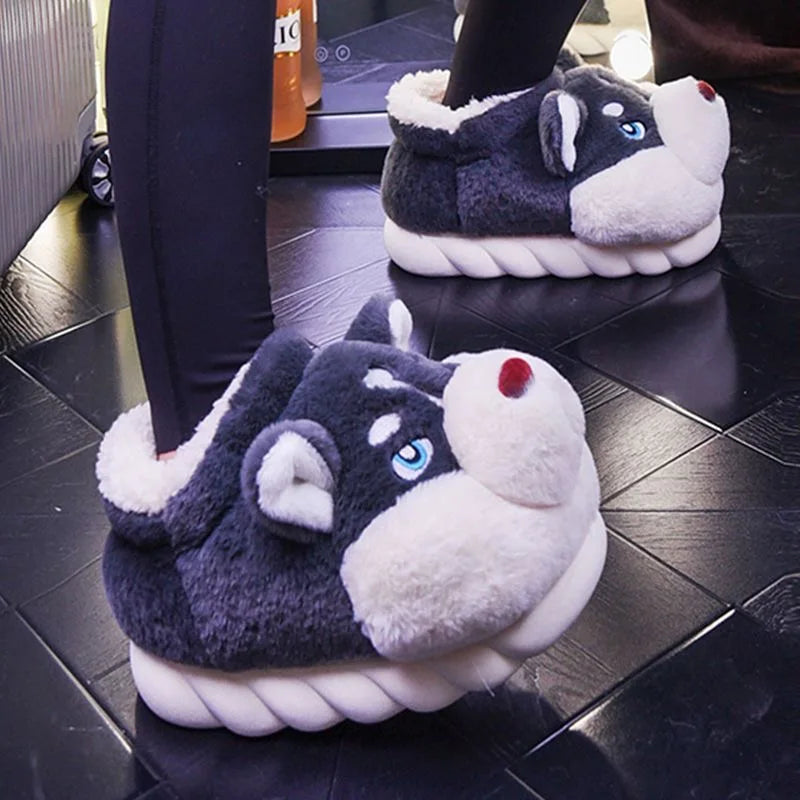 Husky pluche pantoffels – Voor warmte en plezier in huis