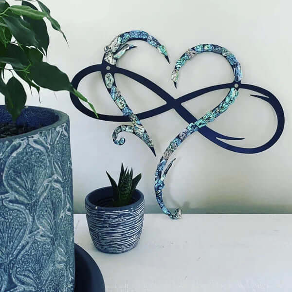 Infinity-hart wanddecoratie - IJzer, Parelmoer