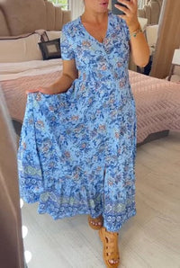 Jurk met bloemenprint en V-hals