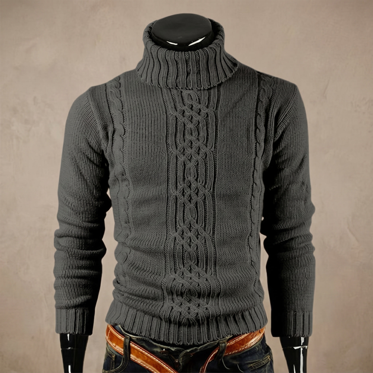 Katoenen gebreide kabeltrui voor heren | Warme casual winterpullover