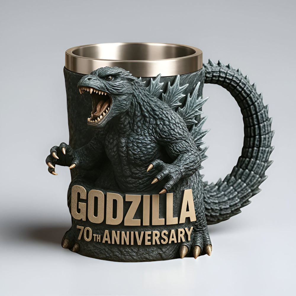 Keramische 3D-koffiemok met monsterfiguur