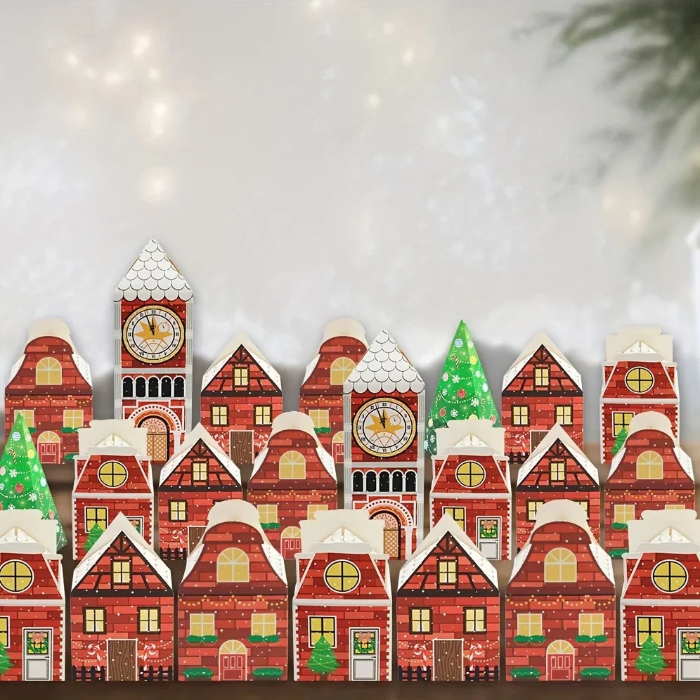 Kerst-adventskalender doosjes – Feestelijke geschenkverpakking met peperkoekhuis-design