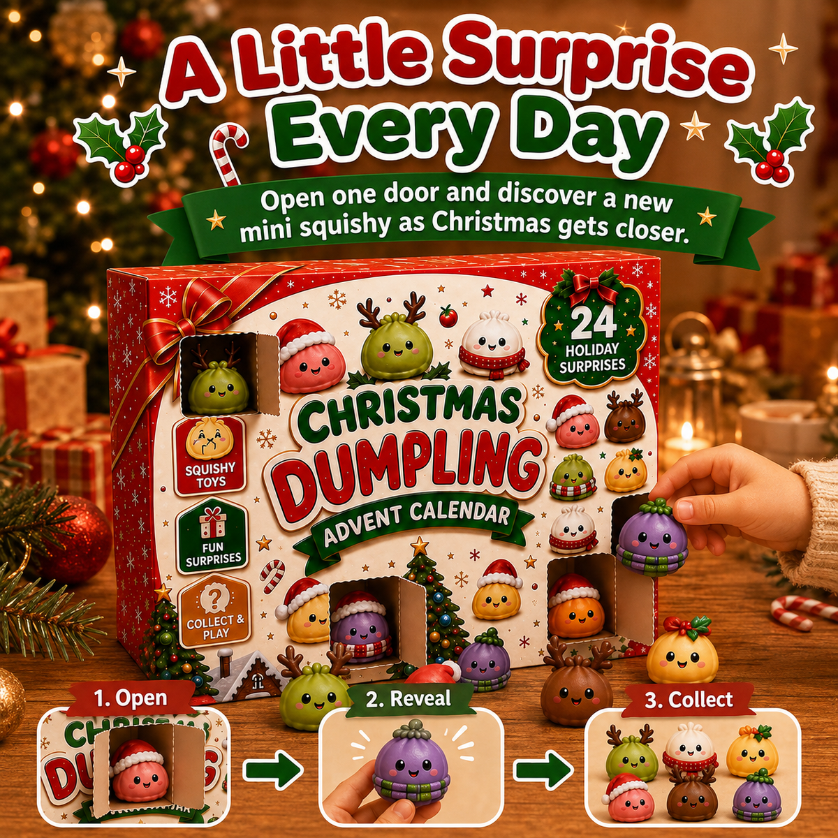 Kerst adventskalender met 24 mini-squishies
