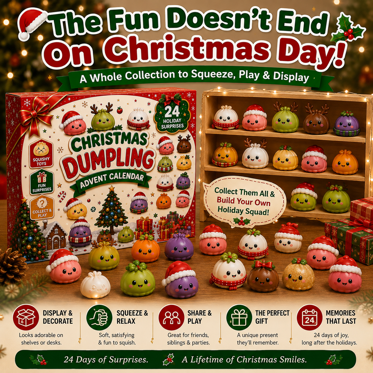 Kerst adventskalender met 24 mini-squishies