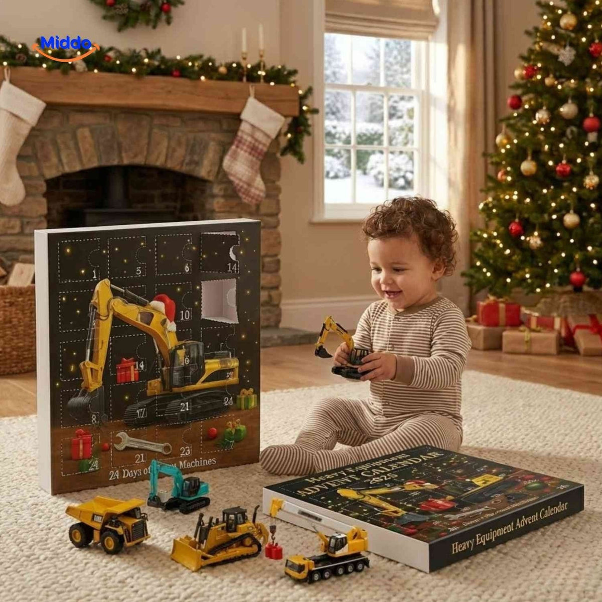 Kerstadventskalender - Bouwvoertuigen, 24 Verrassingen & Plezier