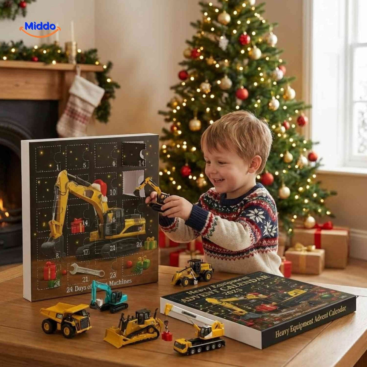 Kerstadventskalender - Bouwvoertuigen, 24 Verrassingen & Plezier