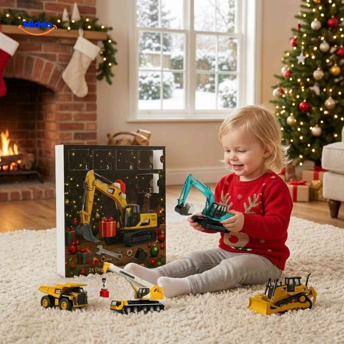 Kerstadventskalender - Bouwvoertuigen, 24 Verrassingen & Plezier