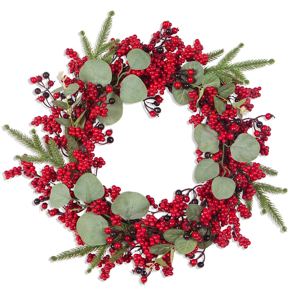 Kerstkransen met rode bessen