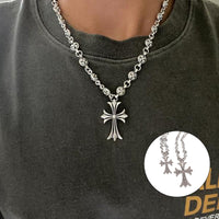 Ketting met decoratieve kruishanger in zilverkleur