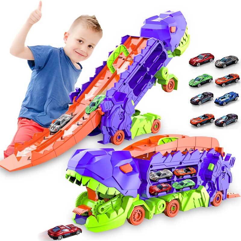 Kinder Speelset - Transformeerbare Dinosaurus Vrachtwagen met Speelgoedauto's