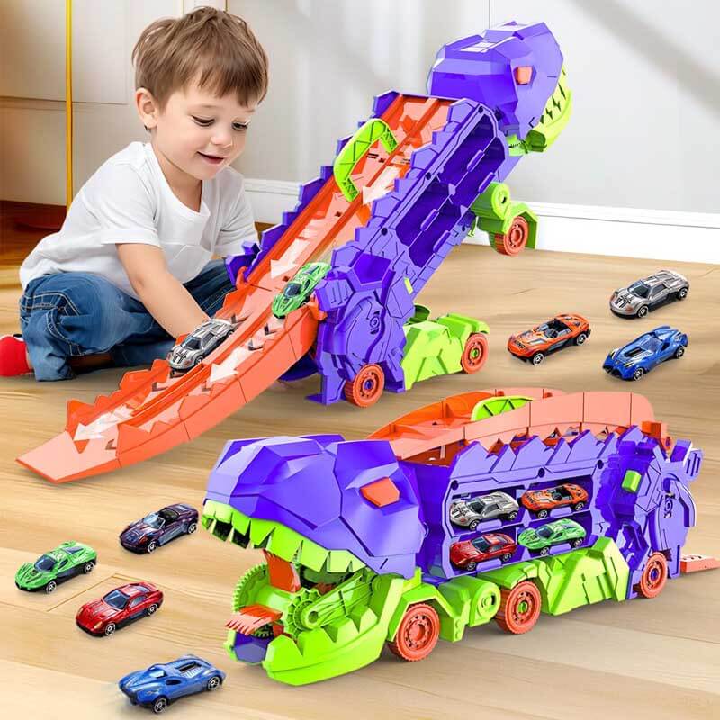 Kinder Speelset - Transformeerbare Dinosaurus Vrachtwagen met Speelgoedauto's