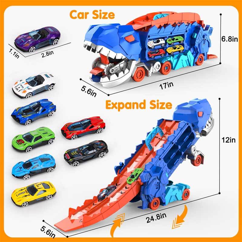 Kinder Speelset - Transformeerbare Dinosaurus Vrachtwagen met Speelgoedauto's