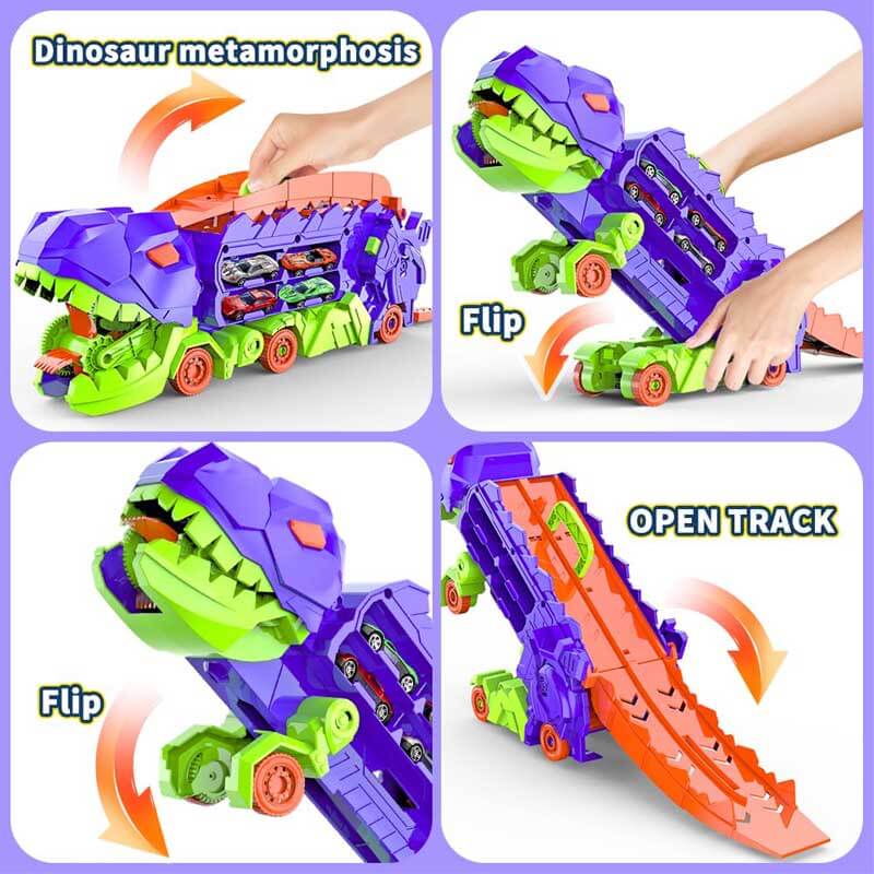Kinder Speelset - Transformeerbare Dinosaurus Vrachtwagen met Speelgoedauto's