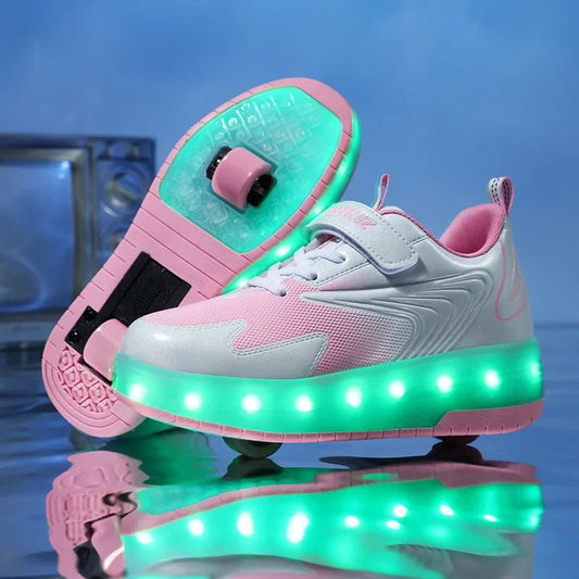 Kinderschoenen met ledverlichting en wieltjes – Gemakkelijke klittenbandsluiting voor actief spelen