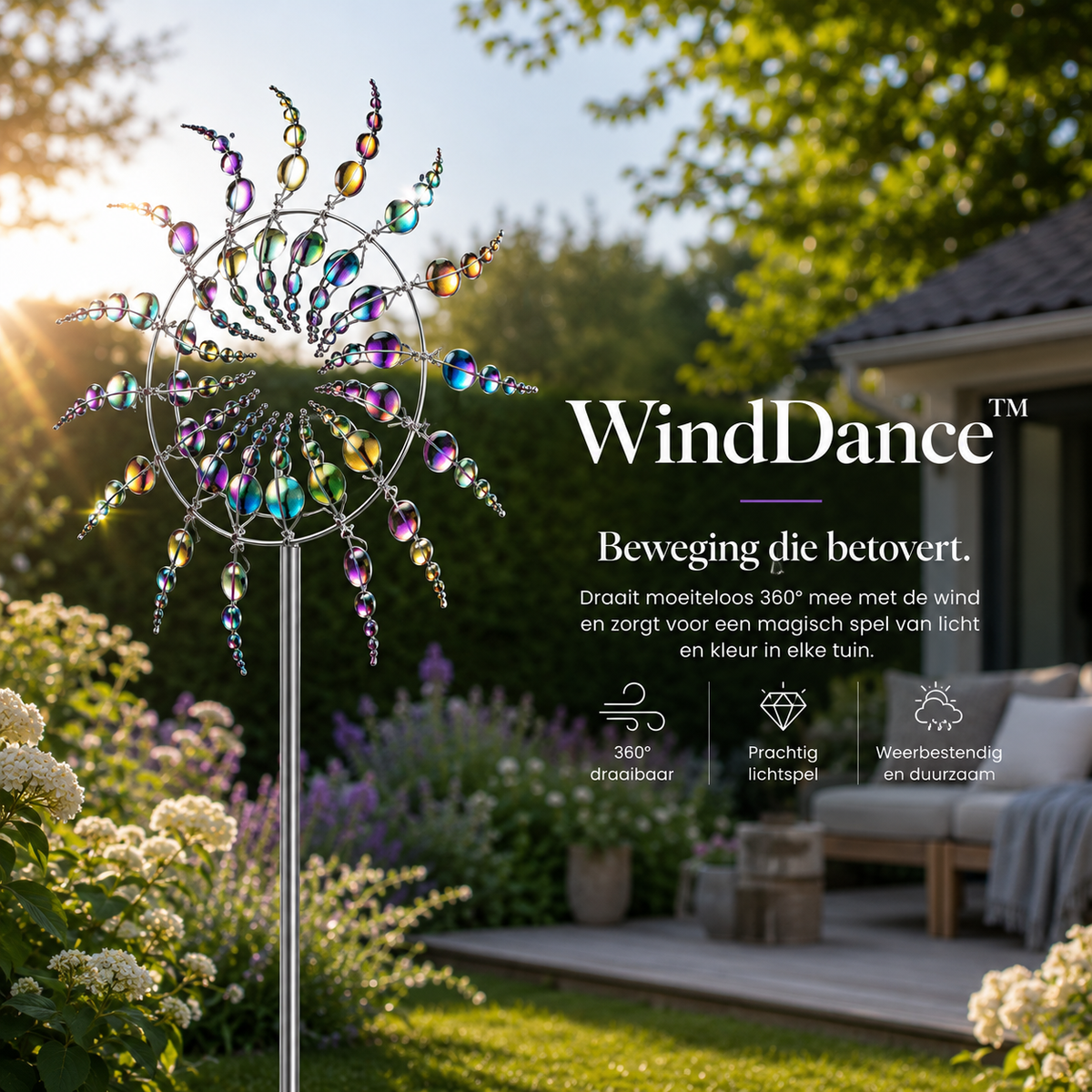 Kinetische tuinwindspinner — Metaal, dubbellaags, windgedreven
