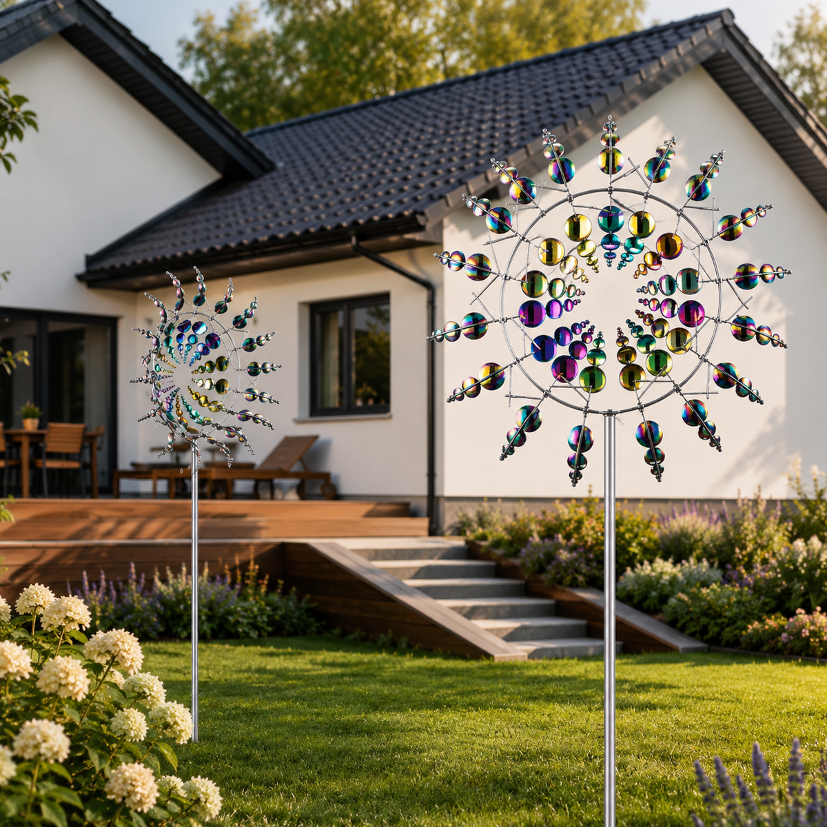 Kinetische tuinwindspinner — Metaal, dubbellaags, windgedreven