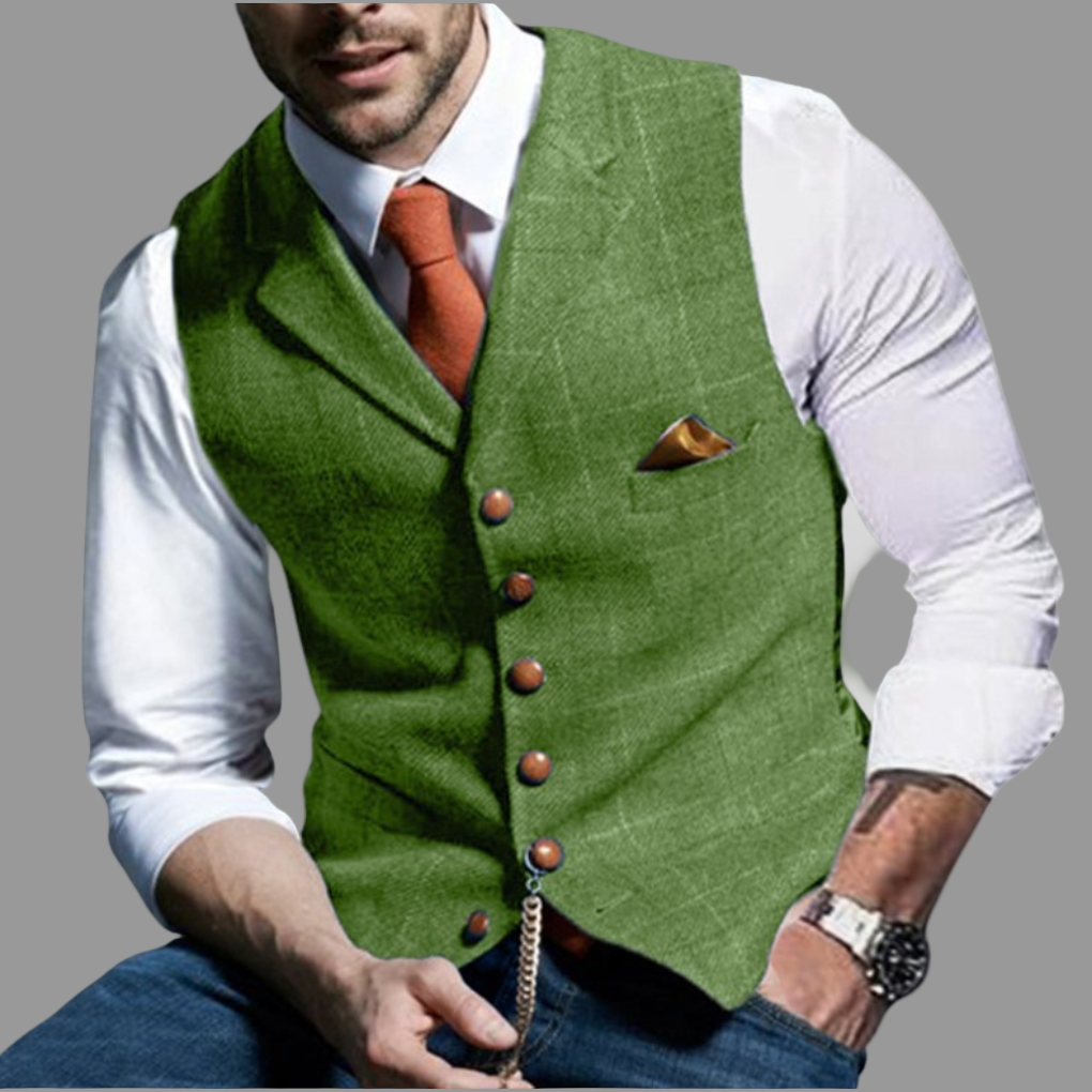 Klassiek Formeel Gilet met Revers en Knoopsluiting