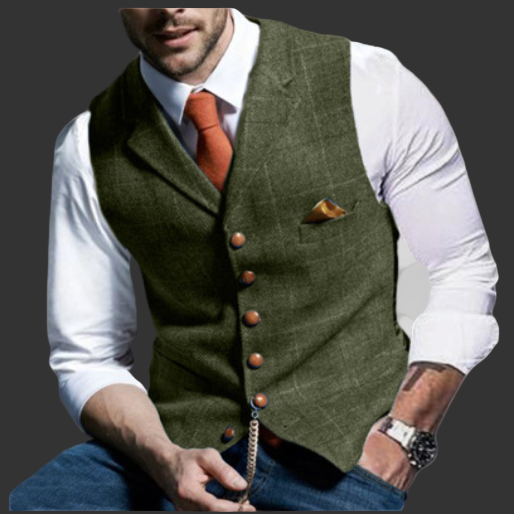 Klassiek Formeel Gilet met Revers en Knoopsluiting