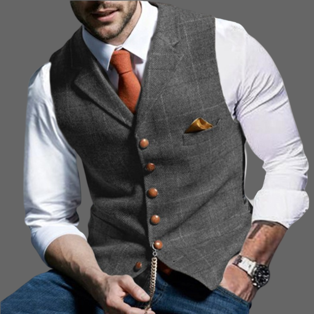 Klassiek Formeel Gilet met Revers en Knoopsluiting
