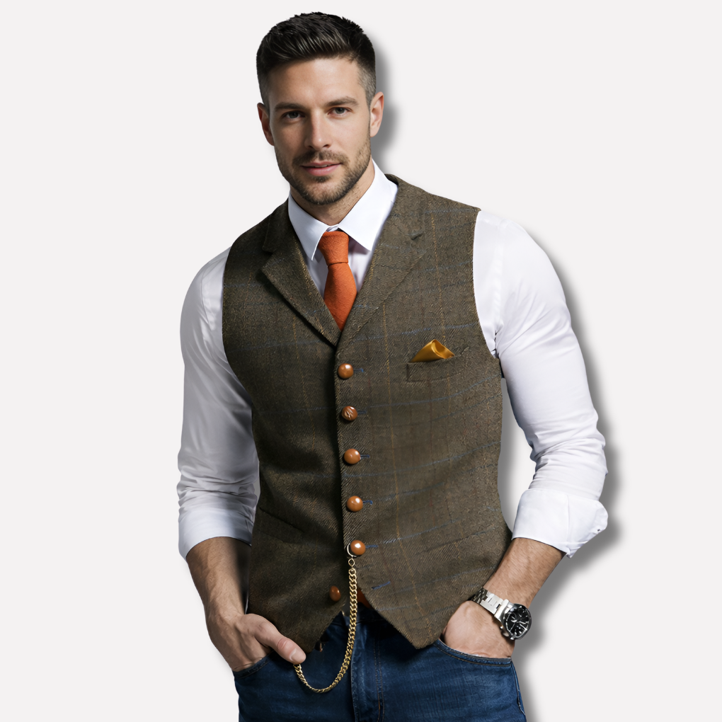 Klassiek Formeel Gilet met Revers en Knoopsluiting