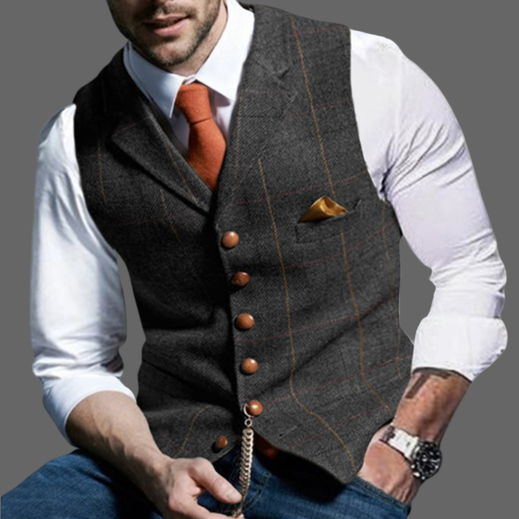 Klassiek Formeel Gilet met Revers en Knoopsluiting