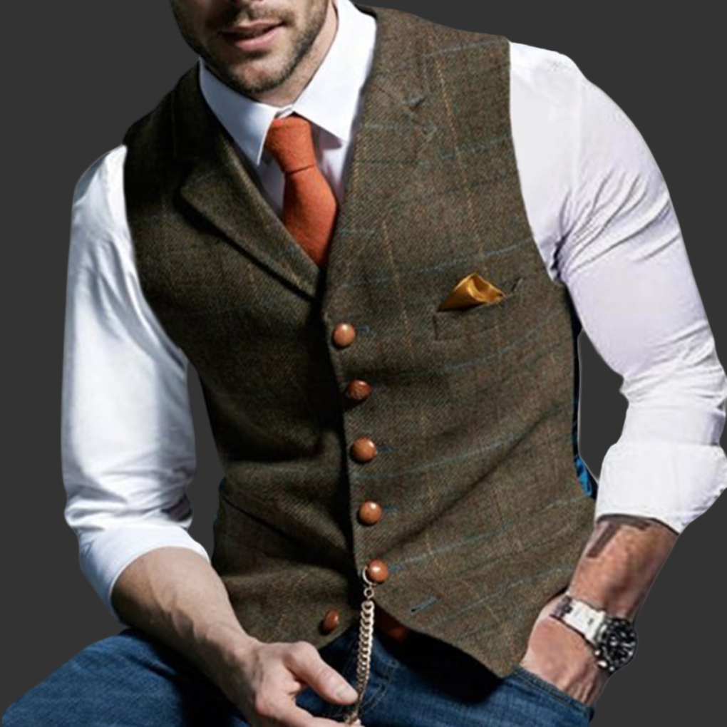 Klassiek Formeel Gilet met Revers en Knoopsluiting