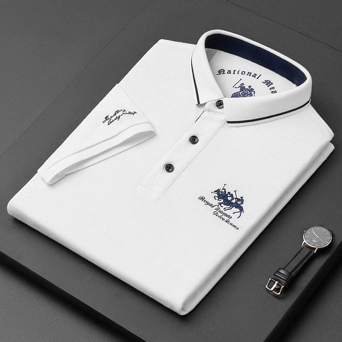 Klassiek poloshirt voor heren met borduursel