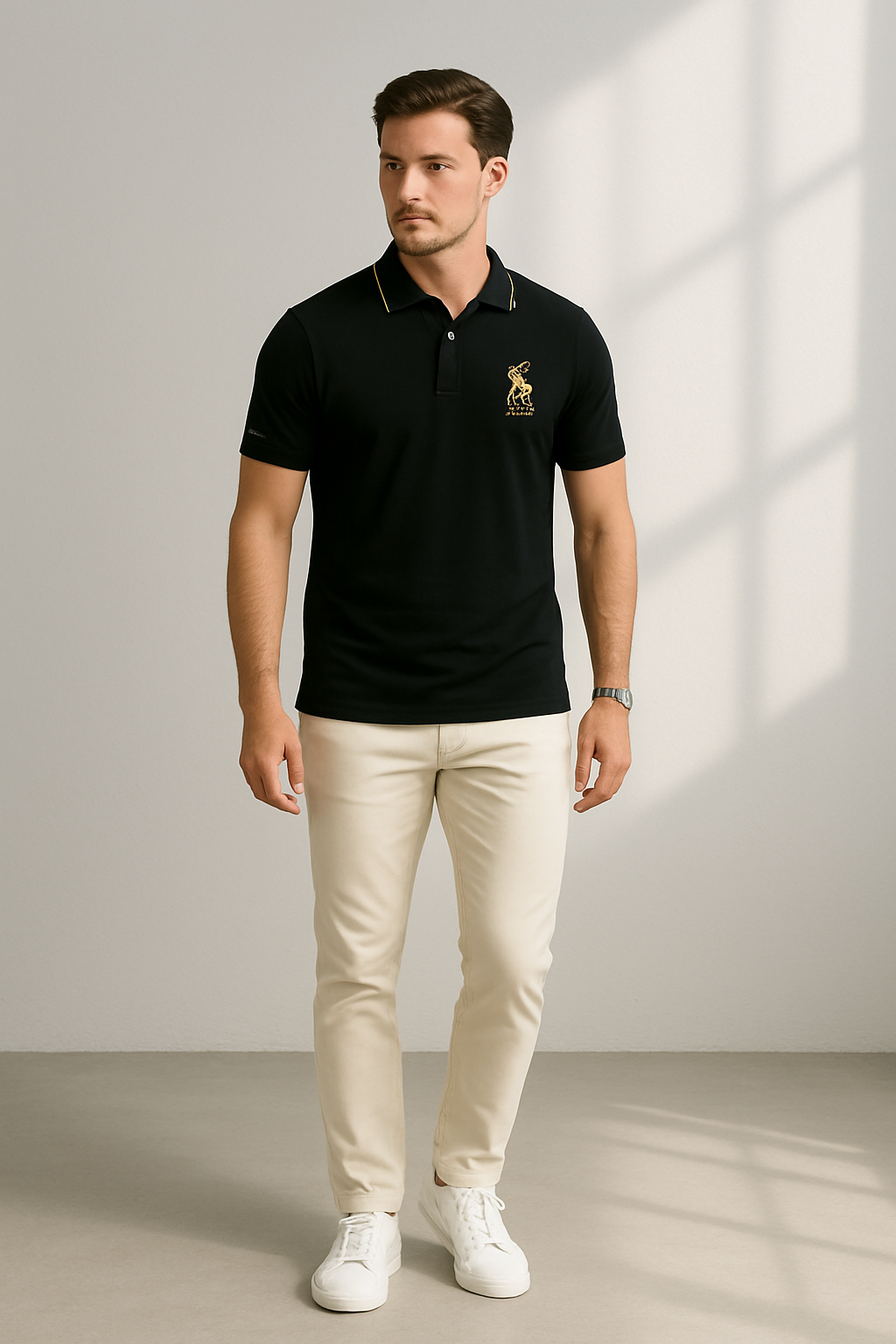 Klassiek poloshirt voor heren met borduursel