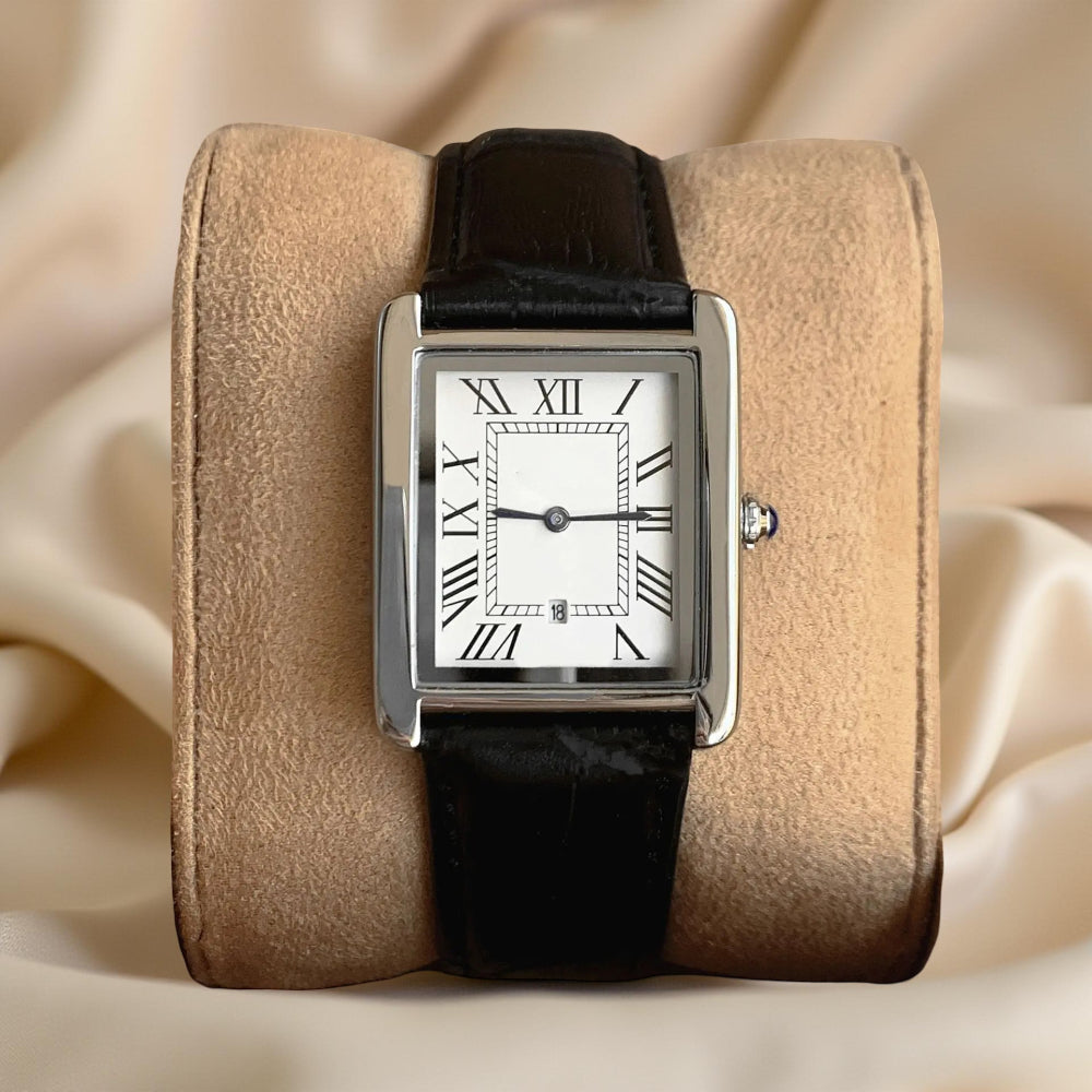 Klassiek vierkant analoog herenhorloge in retrostijl