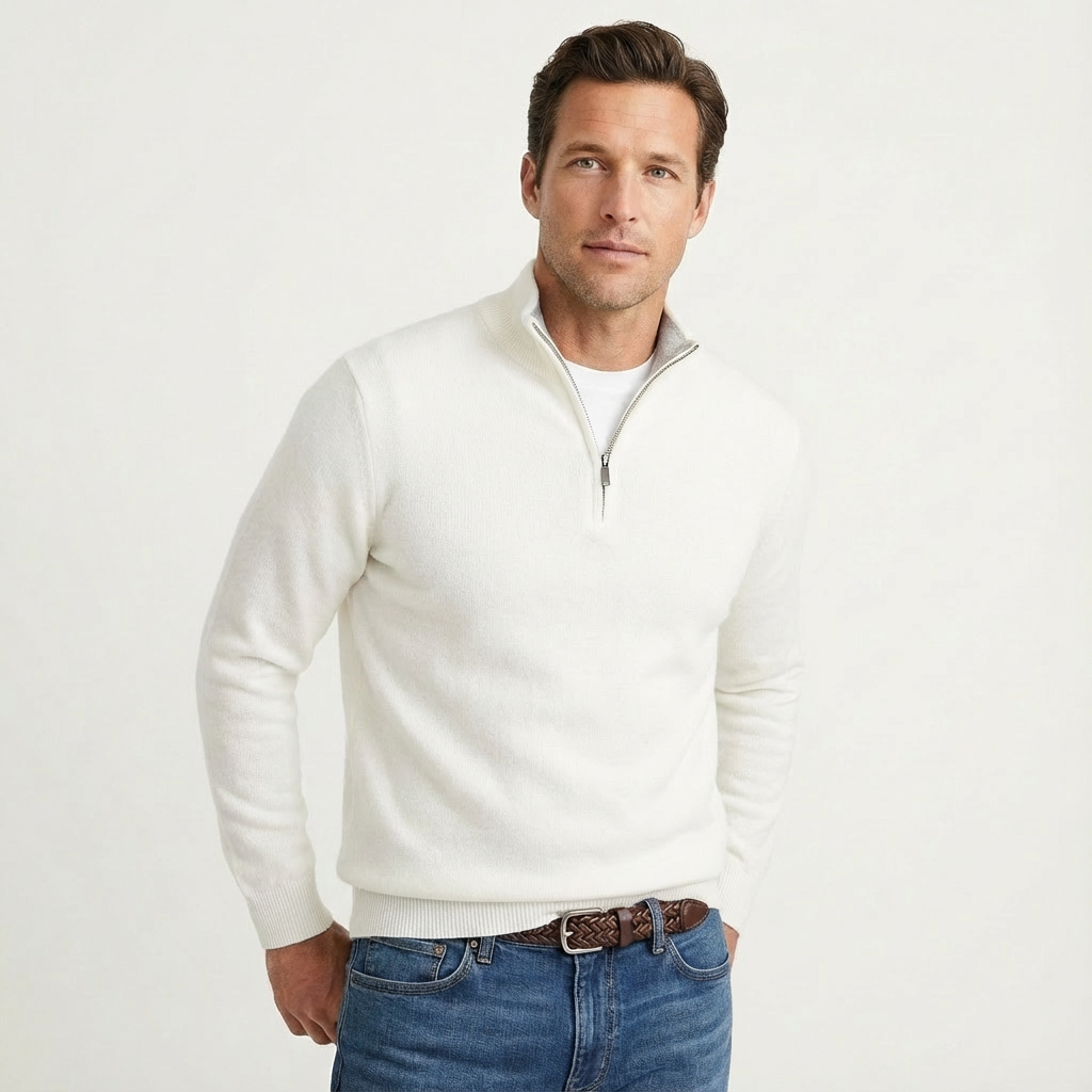 Klassieke heren trui met korte ritssluiting – Veelzijdige smart-casual pullover